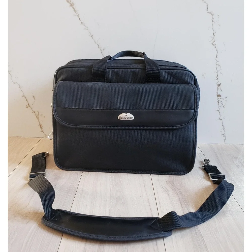 Samsonite Heritage Laptop Bag Travel Briefcase Black 15in Padded Strap 93170